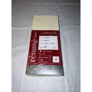 Southworth 100% Cotton #10 Resume Envelope Ivory 24 lbs. Wove 50/Box R14I10L